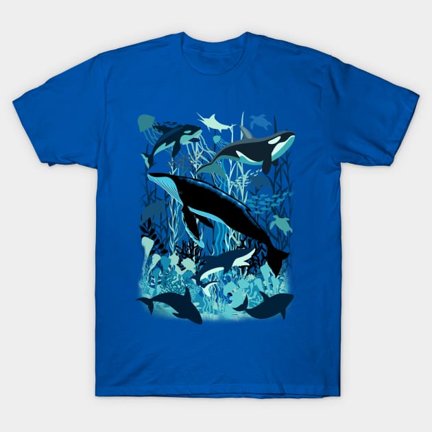 Sealife Blue Shades Dream Underwater Scenery T-Shirt by BluedarkArt